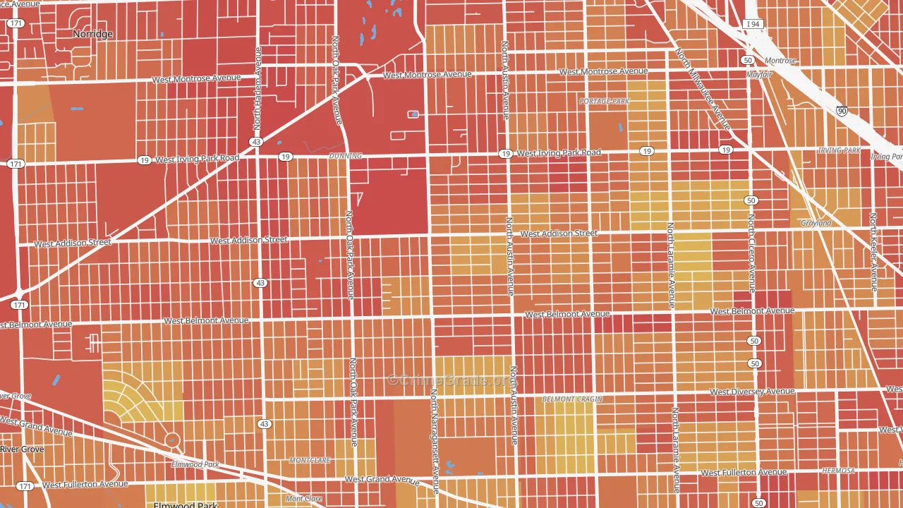 Schorsch, Chicago, IL Map of Vehicle Theft Rates