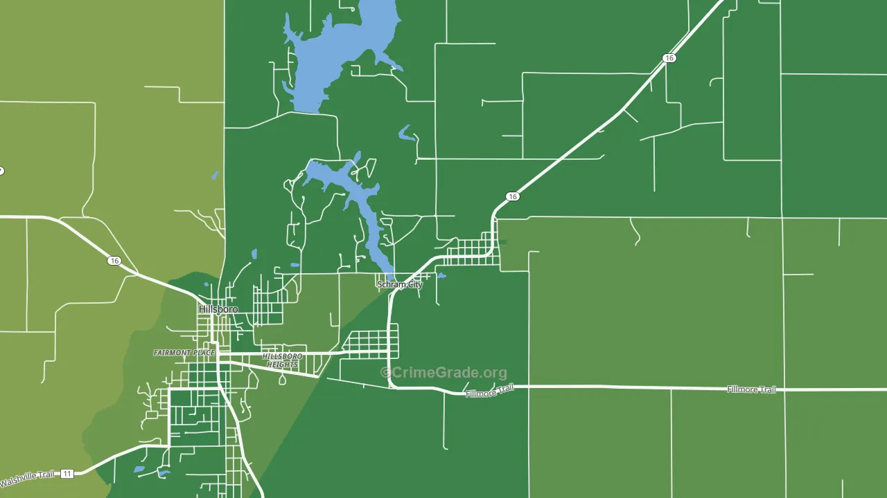 Schram City, IL Map of Vehicle Theft Rates