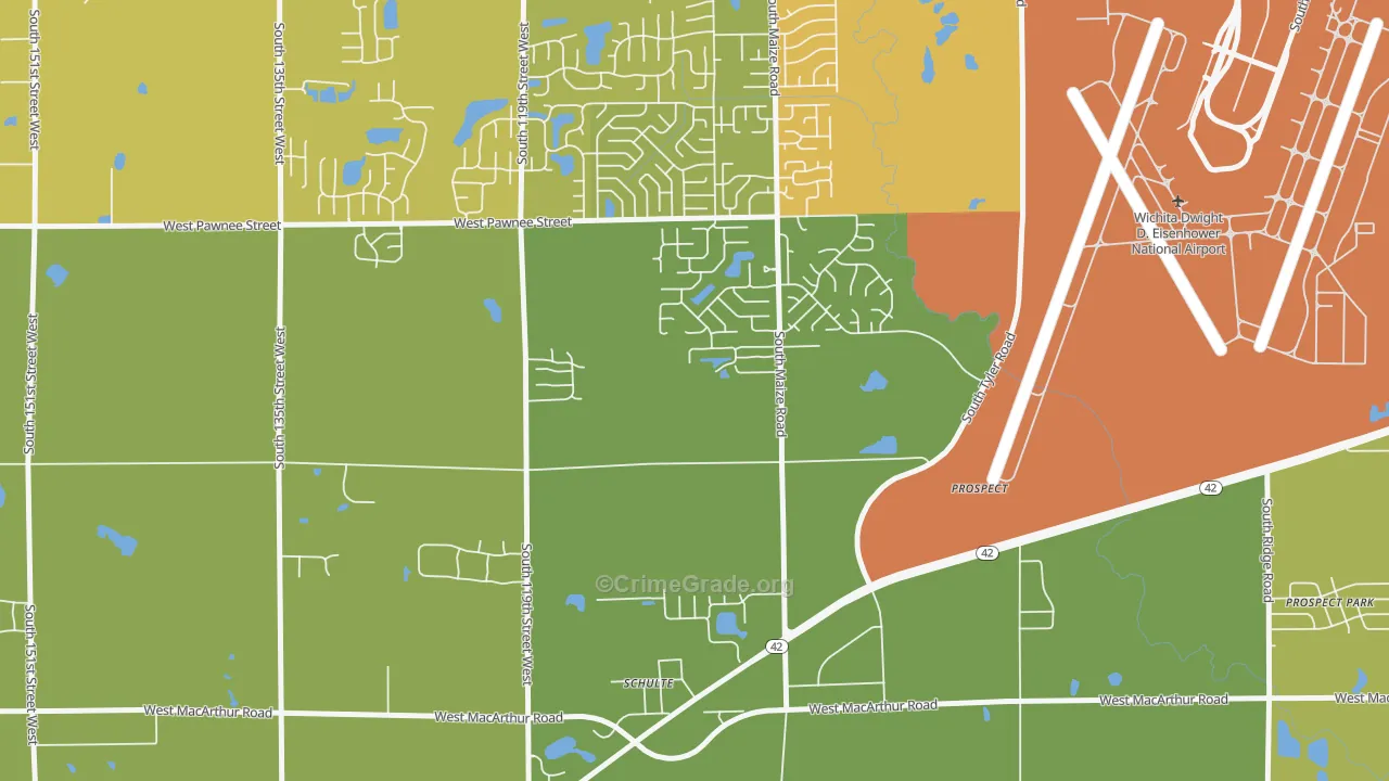 Schulte, KS Map of Vehicle Theft Rates