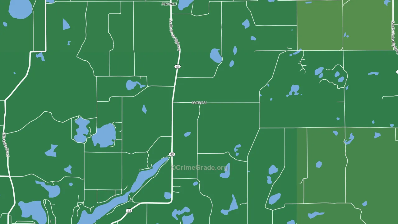 Schultz, MI Map of Vehicle Theft Rates