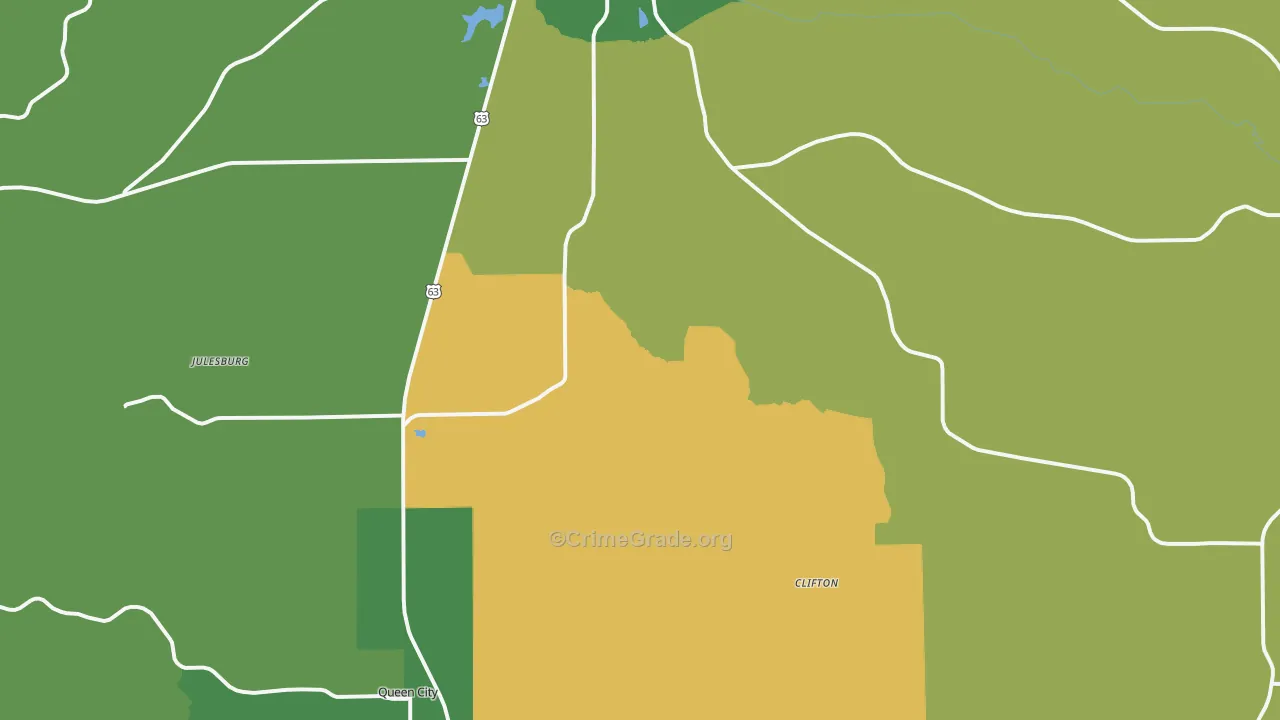Schuyler County, MO Map of Vehicle Theft Rates