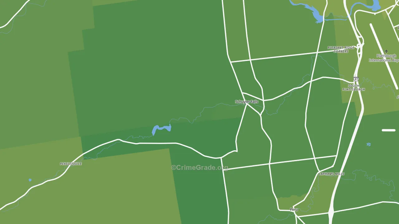 Schuyler Falls, NY Map of Vehicle Theft Rates