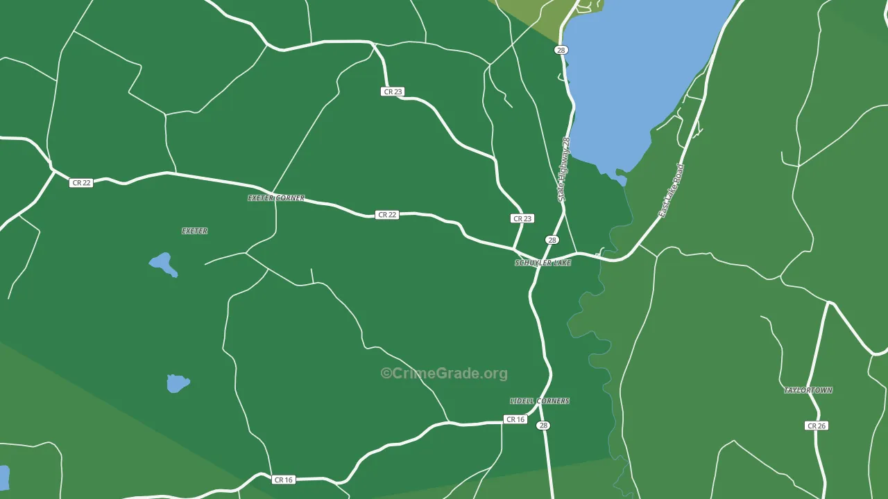 Schuyler Lake, NY Map of Vehicle Theft Rates