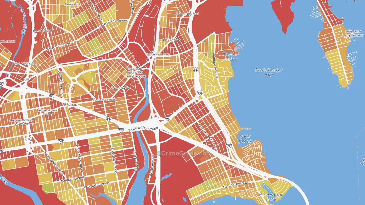 Schuylerville, Bronx, NY Map of Vehicle Theft Rates