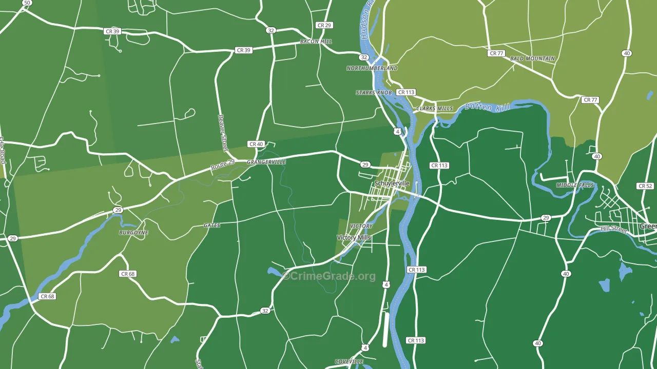 Schuylerville, NY Map of Vehicle Theft Rates