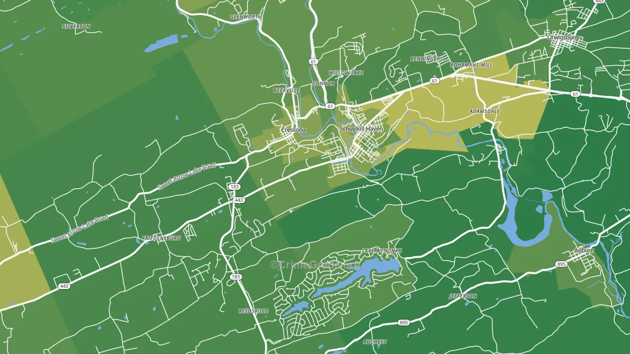 Schuylkill Haven, PA Map of Vehicle Theft Rates