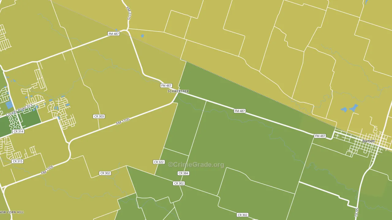 Schwertner, TX Map of Vehicle Theft Rates