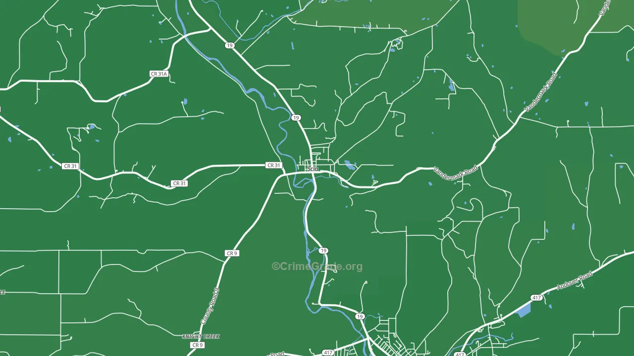 Scio, NY Map of Vehicle Theft Rates