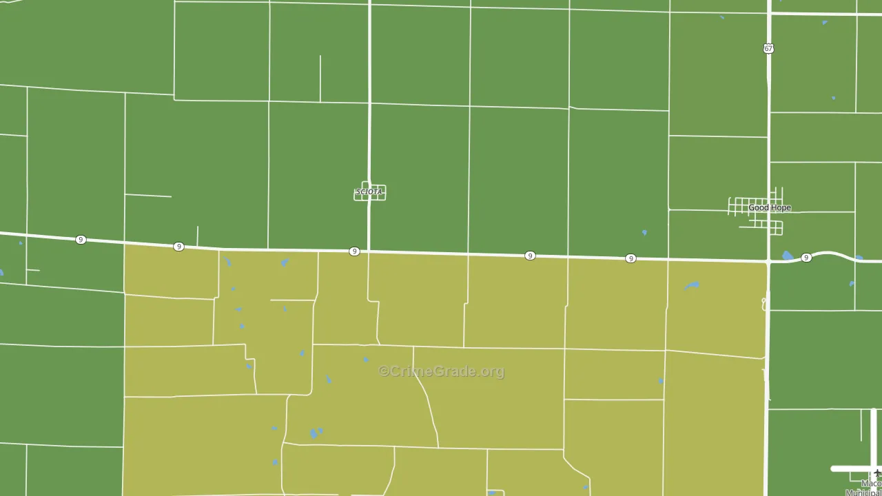 Sciota, IL Map of Vehicle Theft Rates