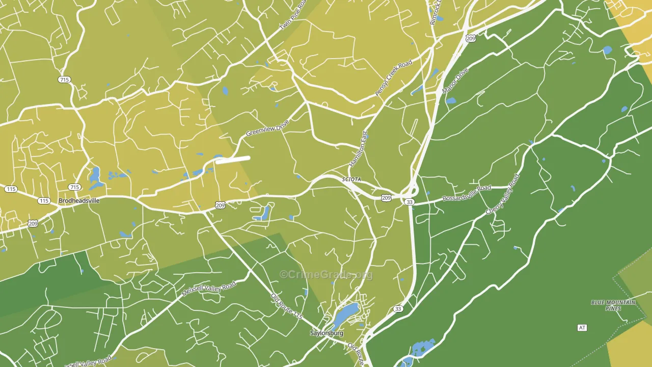 Sciota, PA Map of Vehicle Theft Rates