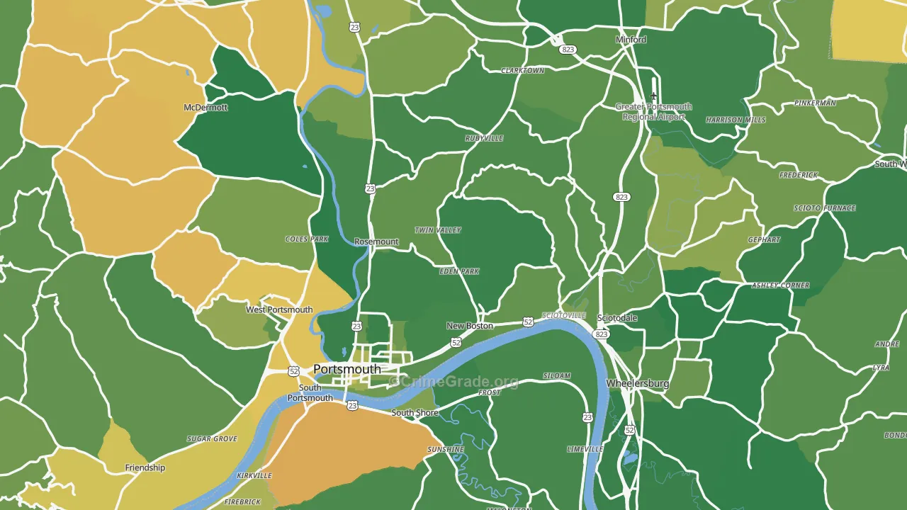 Scioto County, OH Map of Vehicle Theft Rates