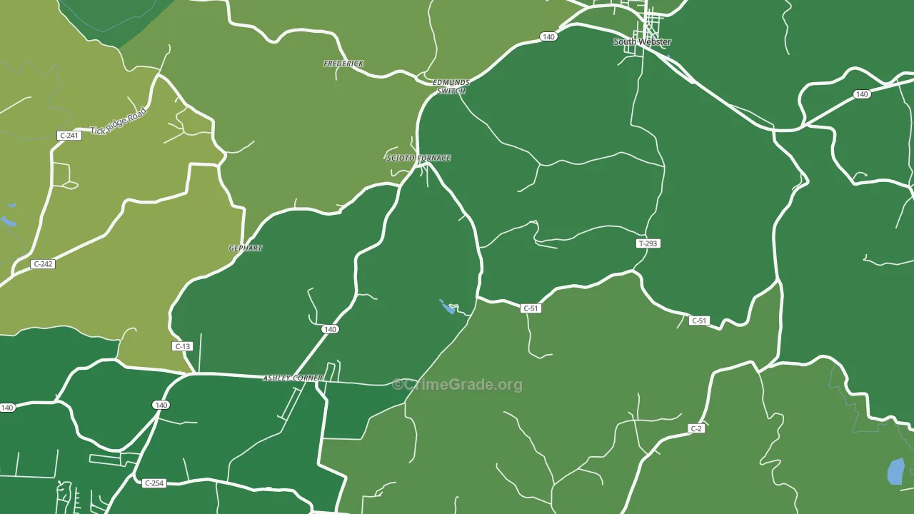 Scioto Furnace, OH Map of Vehicle Theft Rates