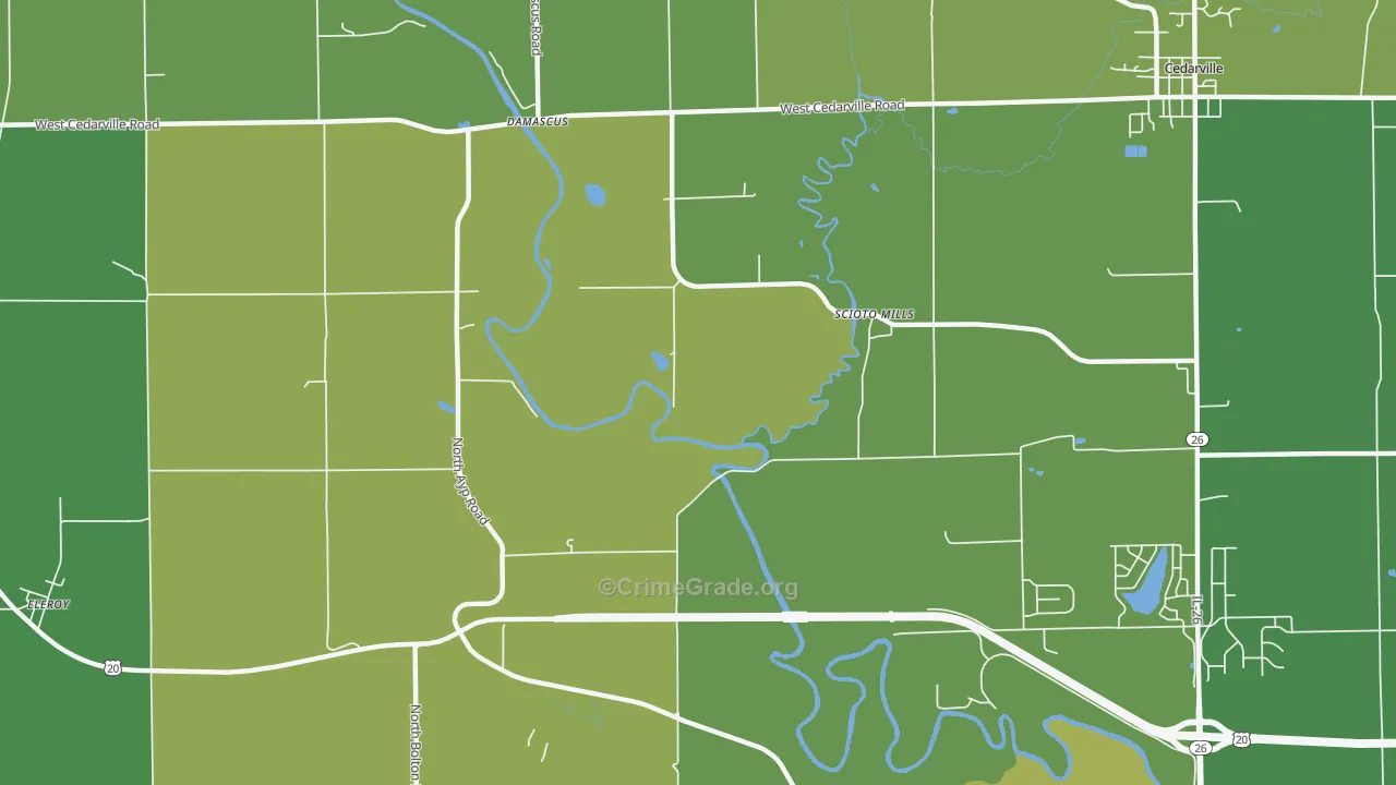 Scioto Mills, IL Map of Vehicle Theft Rates