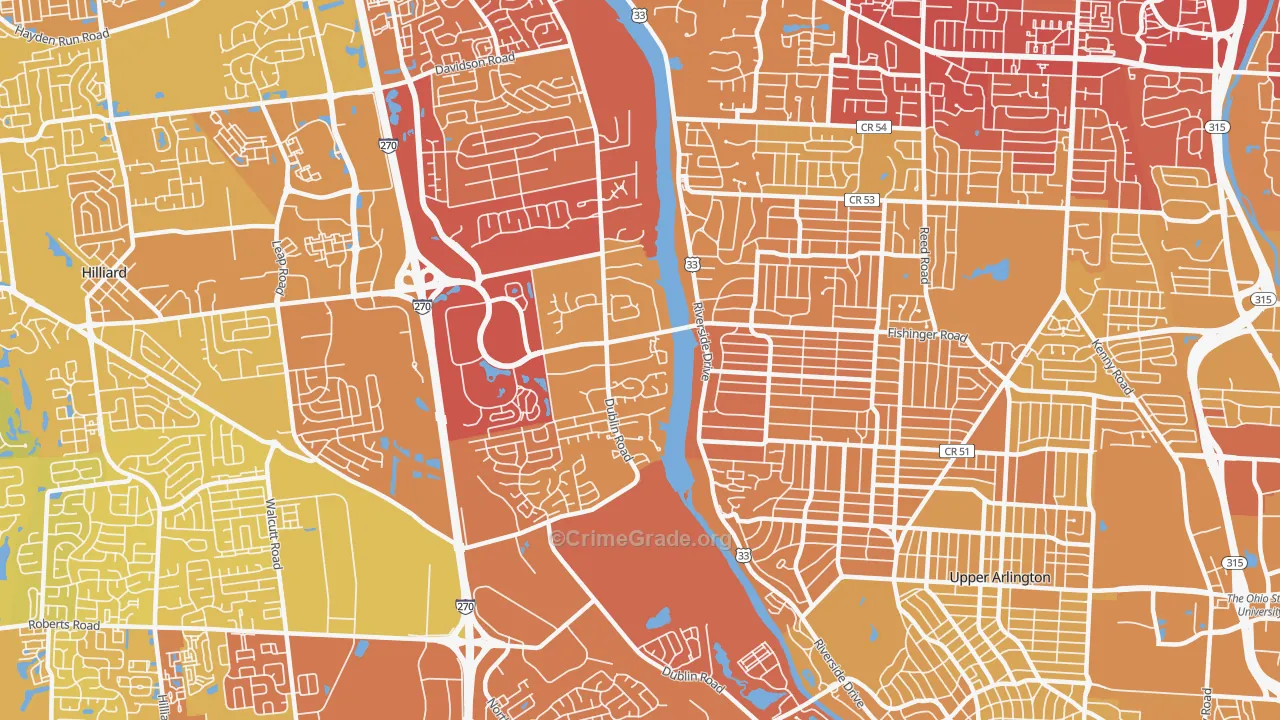 Scioto Trace, Columbus, OH Map of Vehicle Theft Rates