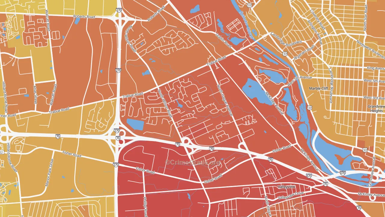 Scioto Woods, Columbus, OH Map of Vehicle Theft Rates