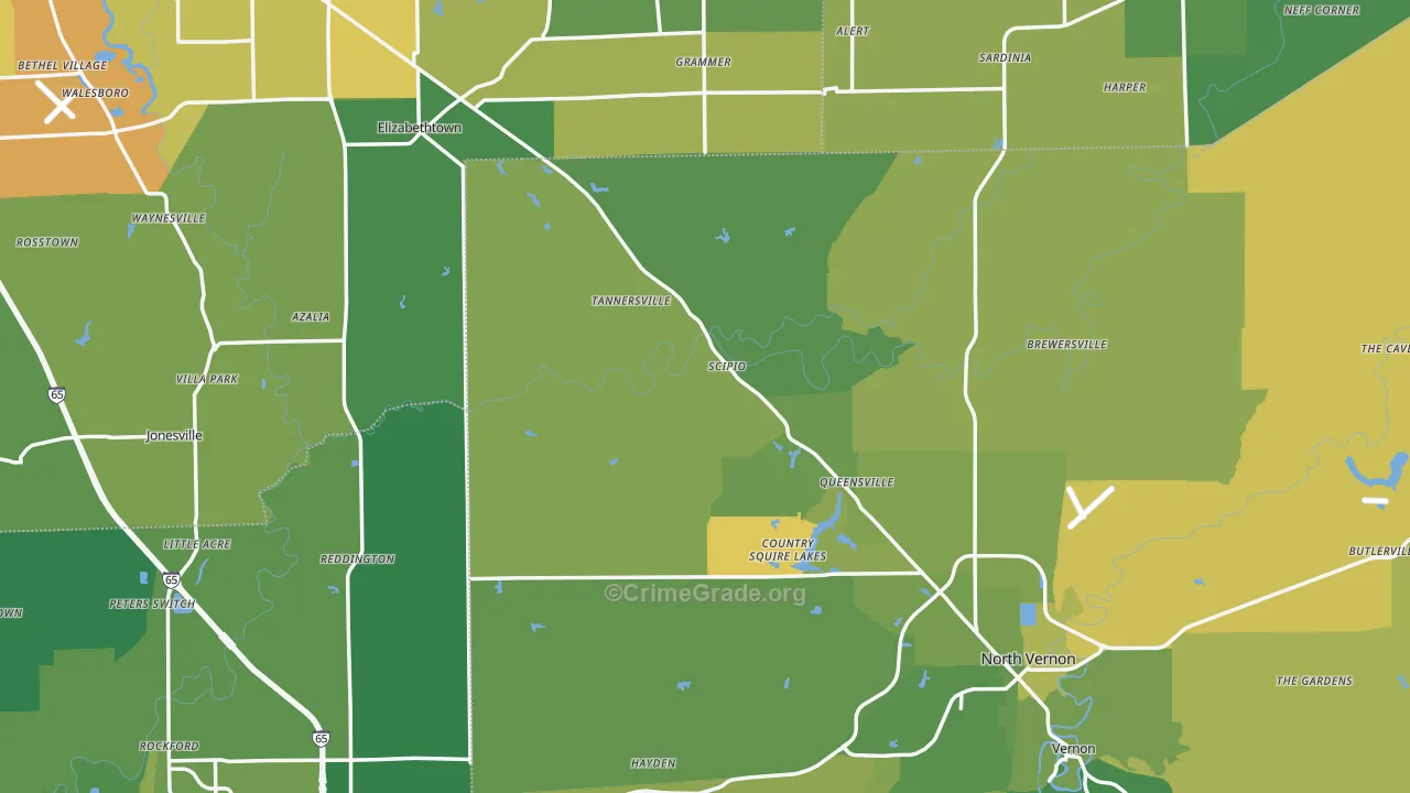 Scipio, IN Map of Vehicle Theft Rates