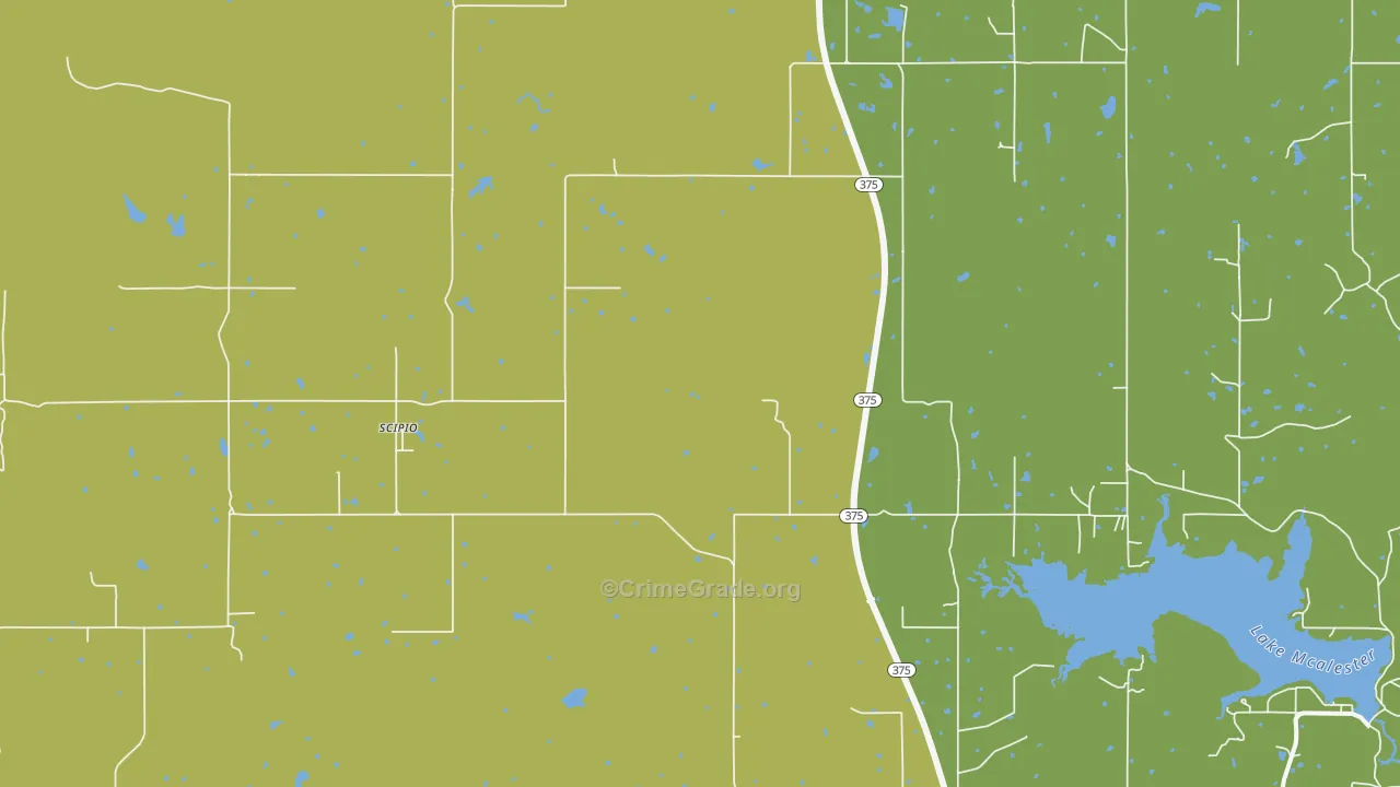 Scipio, OK Map of Vehicle Theft Rates