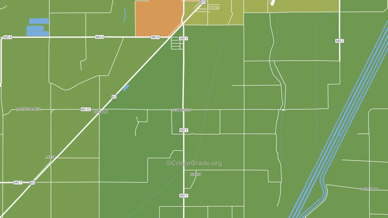 Scobeville, MO Map of Vehicle Theft Rates