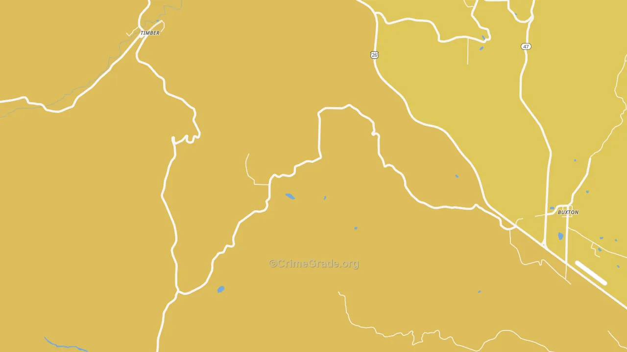 Scofield, OR Map of Vehicle Theft Rates