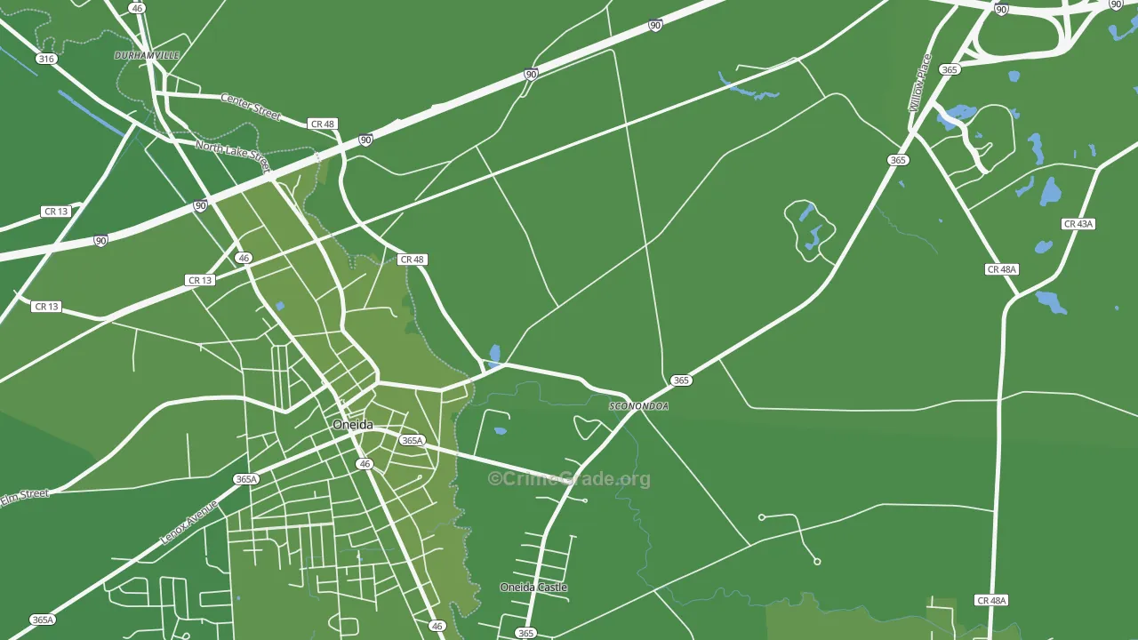 Sconondoa, NY Map of Vehicle Theft Rates