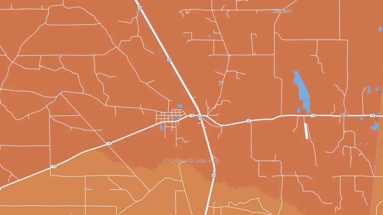 Scooba, MS Map of Vehicle Theft Rates