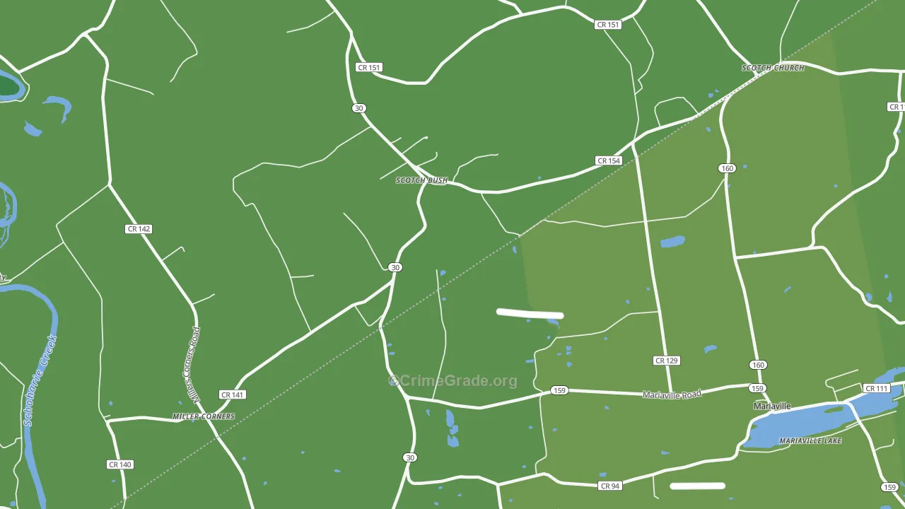 Scotch Bush, NY Map of Vehicle Theft Rates