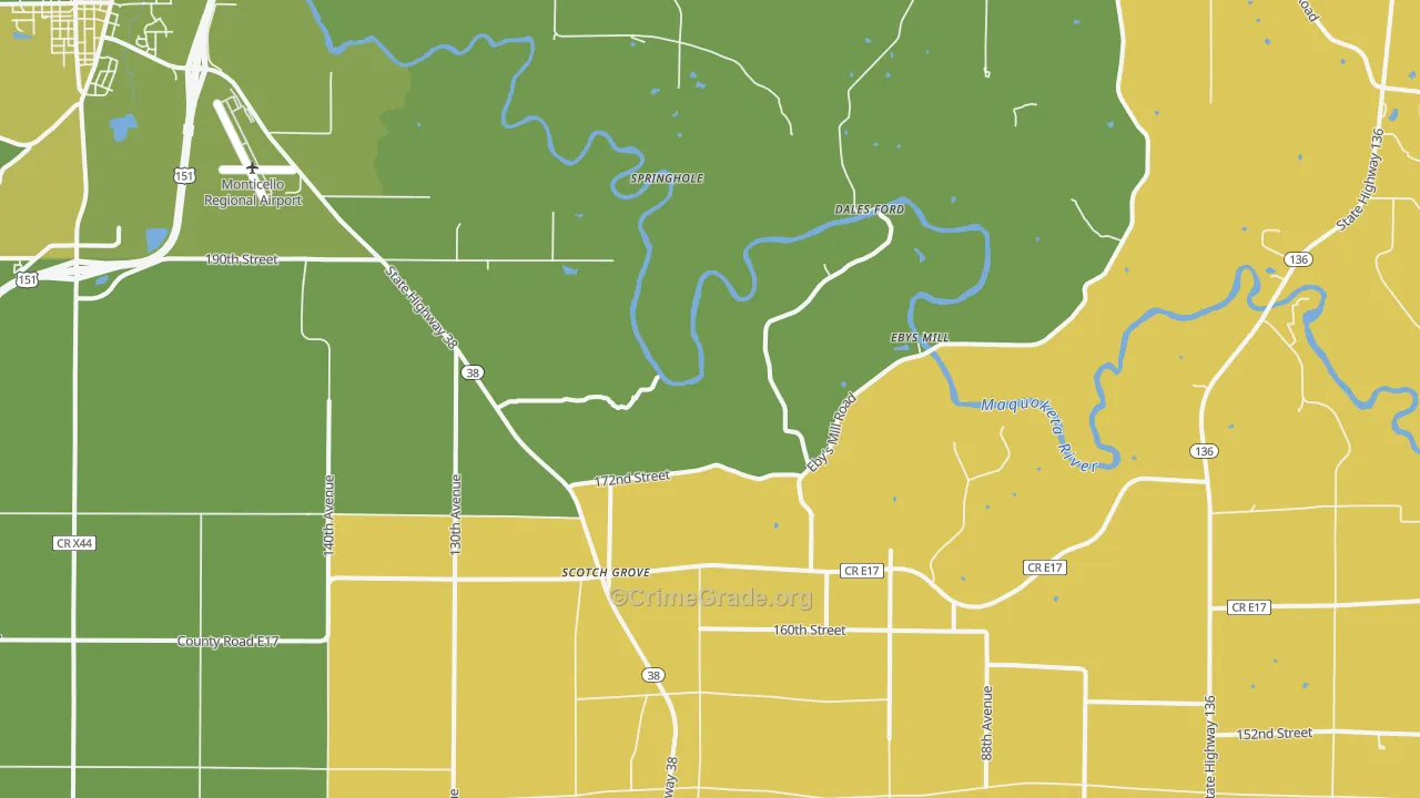 Scotch Grove, IA Map of Vehicle Theft Rates