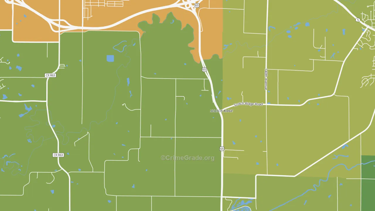 Scotch Ridge, IA Map of Vehicle Theft Rates