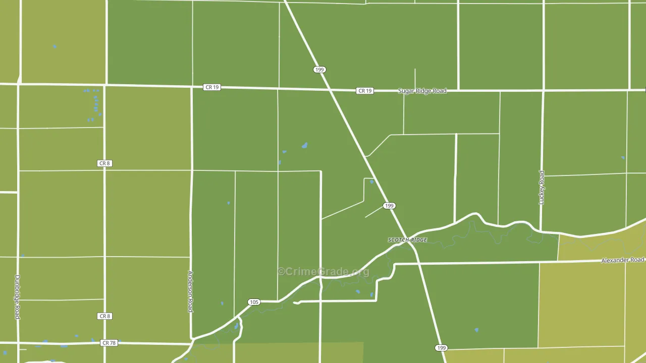 Scotch Ridge, OH Map of Vehicle Theft Rates