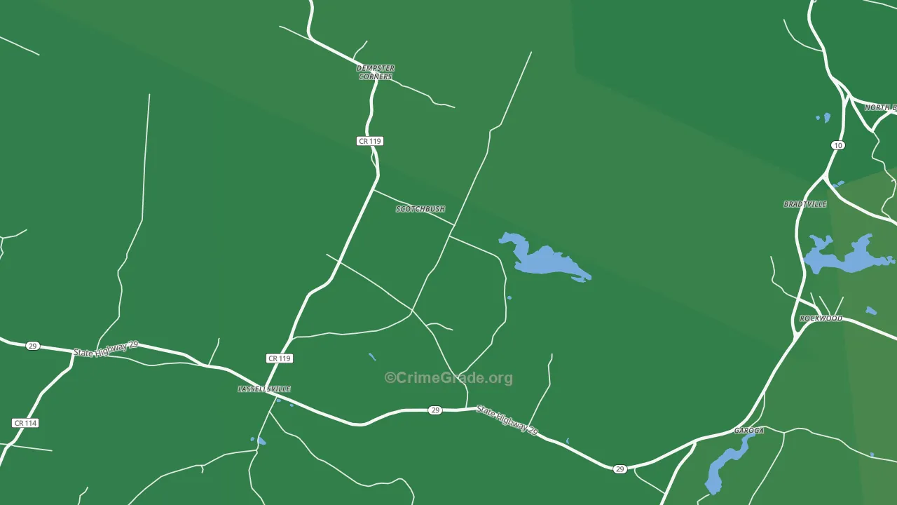 Scotchbrush, NY Map of Vehicle Theft Rates