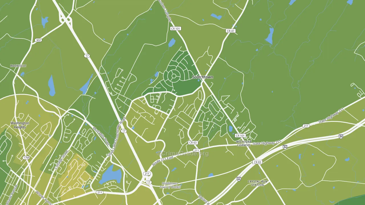 Scotchtown, NY Map of Vehicle Theft Rates