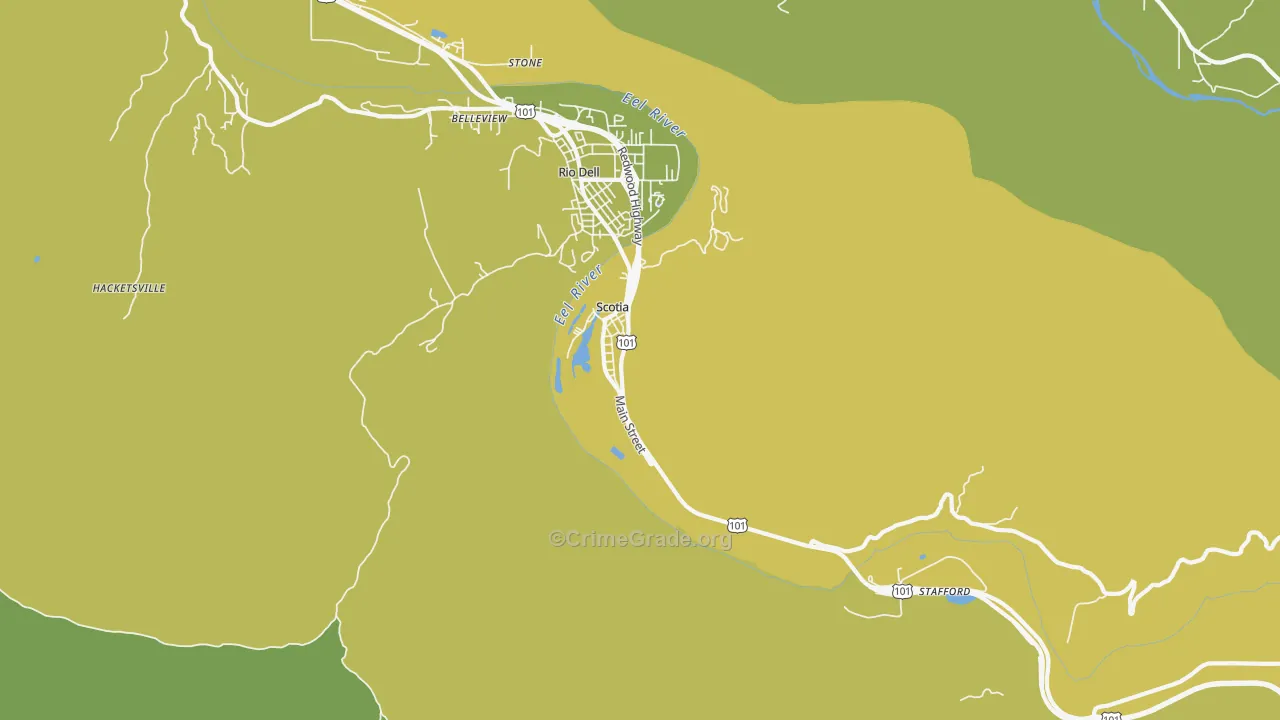 Scotia, CA Map of Vehicle Theft Rates