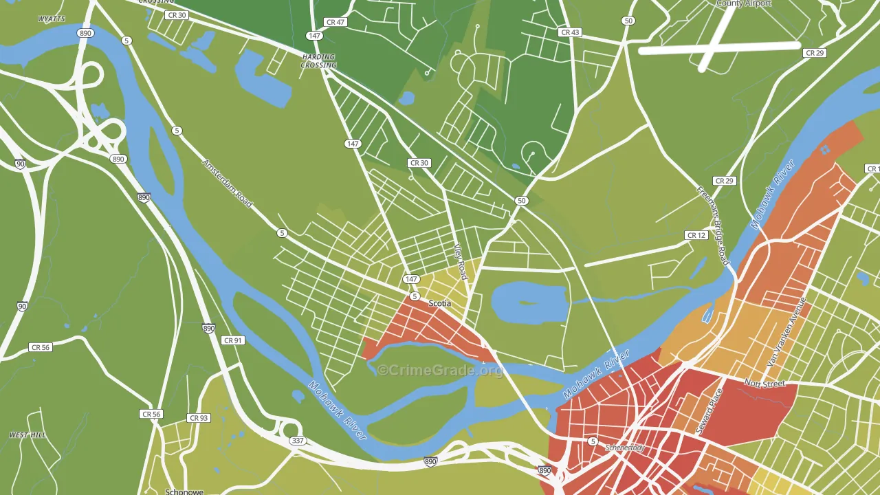 Scotia, NY Map of Vehicle Theft Rates