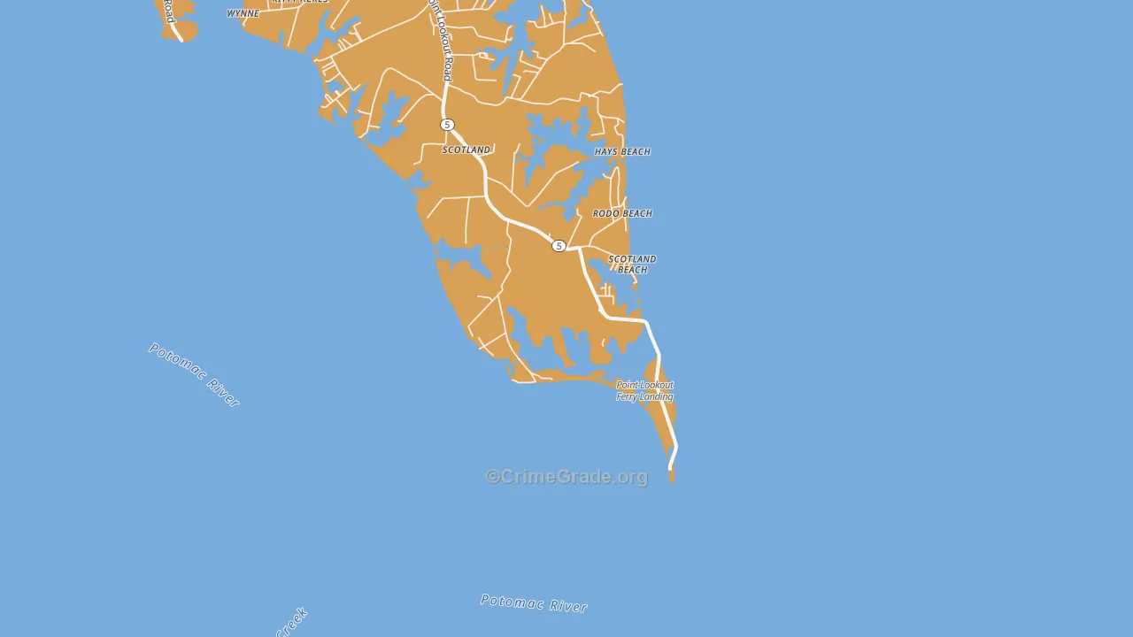 Scotland Beach, MD Map of Vehicle Theft Rates