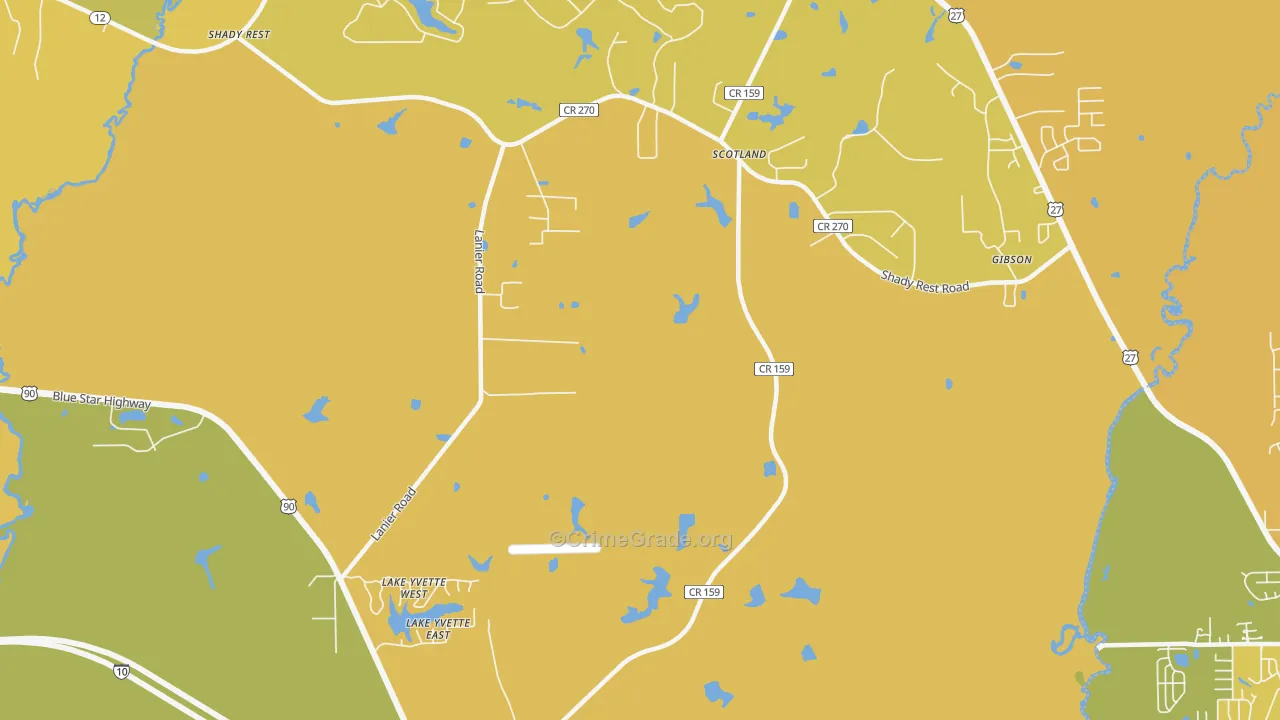 Scotland, FL Map of Vehicle Theft Rates