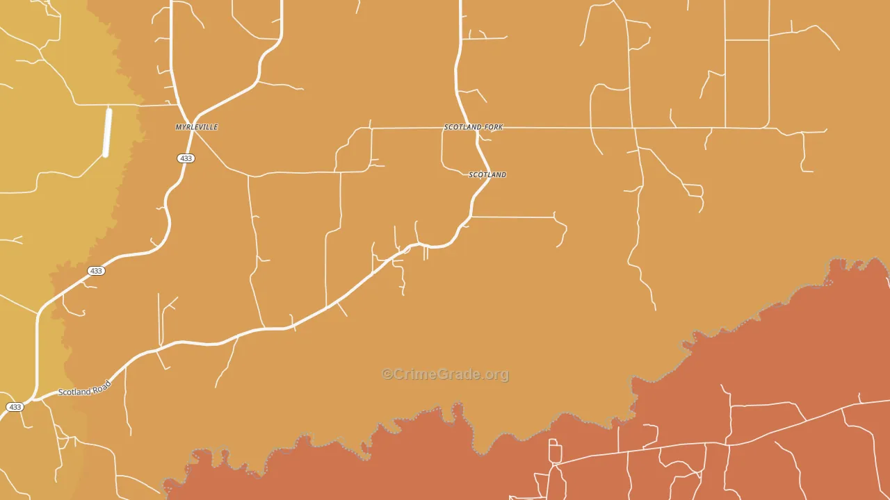 Scotland Fork, MS Map of Vehicle Theft Rates