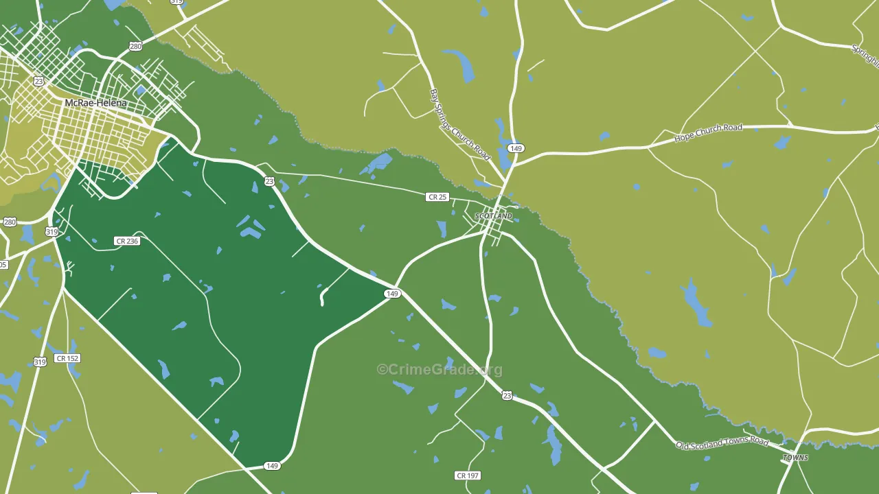 Scotland, GA Map of Vehicle Theft Rates