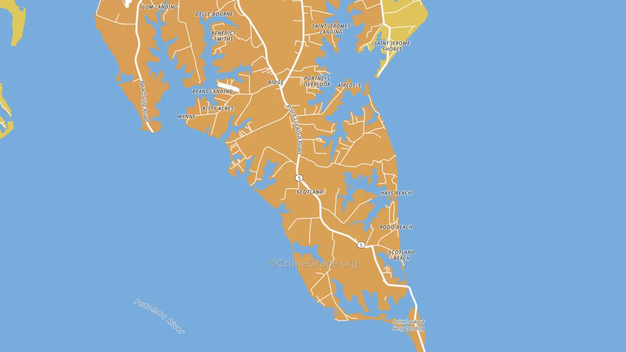 Scotland, MD Map of Vehicle Theft Rates