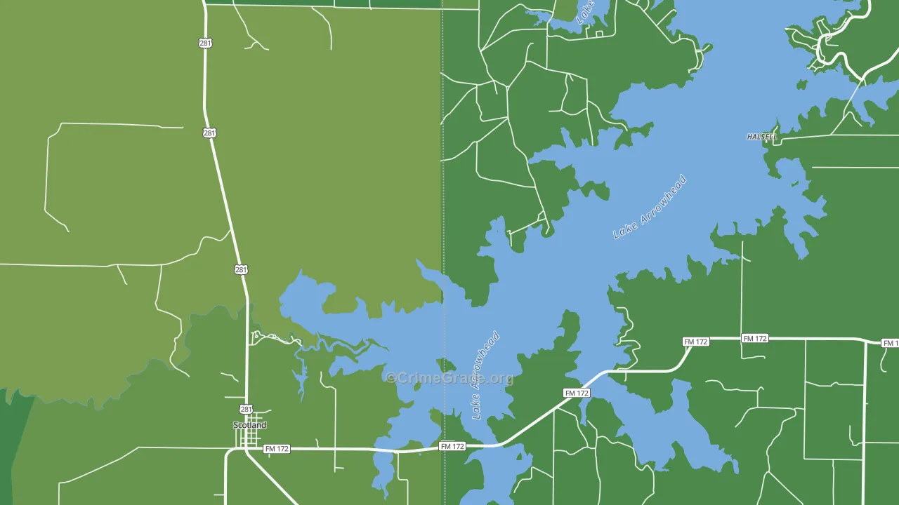 Scotland, TX Map of Vehicle Theft Rates