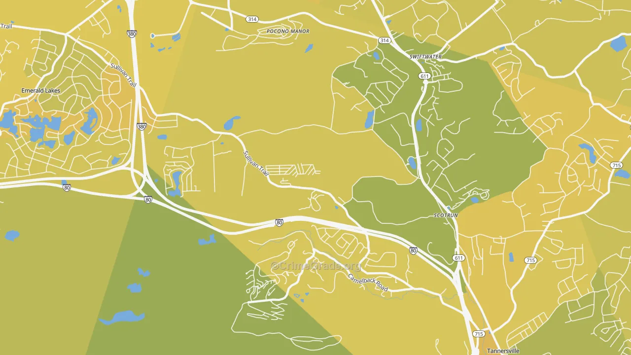 Scotrun, PA Map of Vehicle Theft Rates