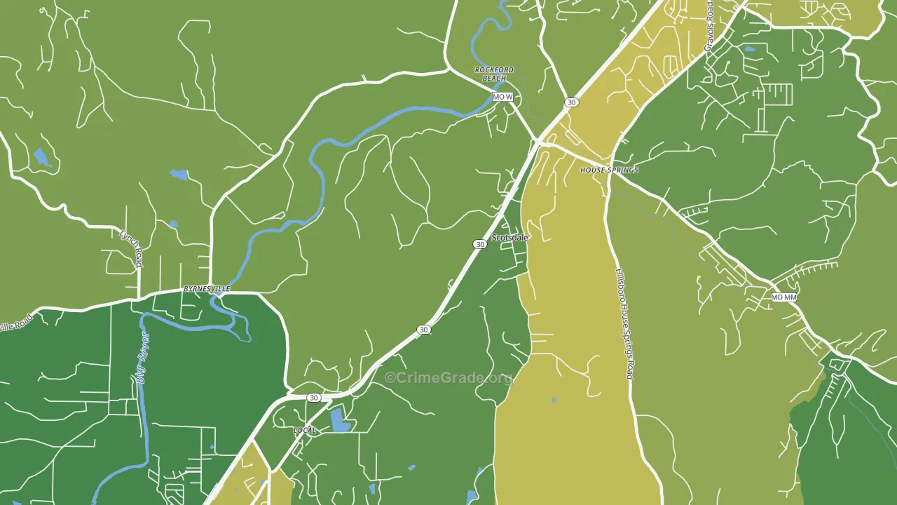 Scotsdale, MO Map of Vehicle Theft Rates