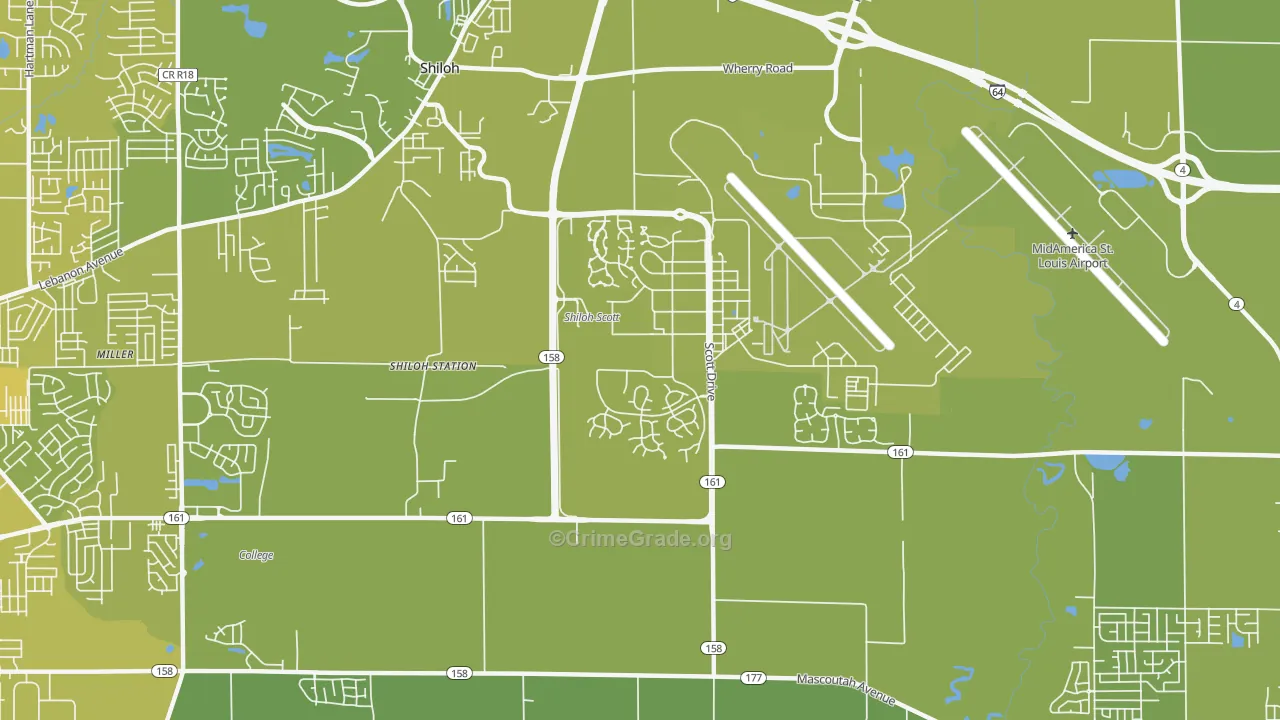 Scott AFB, IL Map of Vehicle Theft Rates