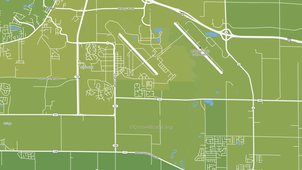 Scott Air Force Base, IL Map of Vehicle Theft Rates