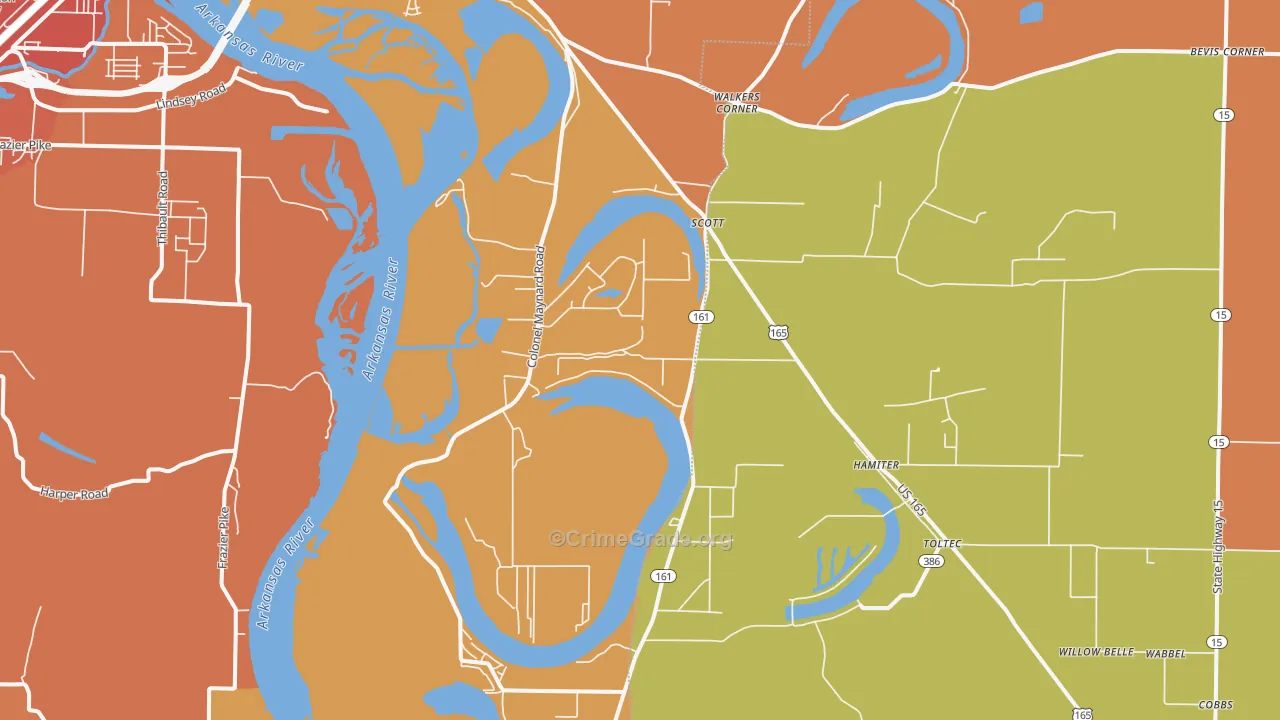 Scott, AR Map of Vehicle Theft Rates