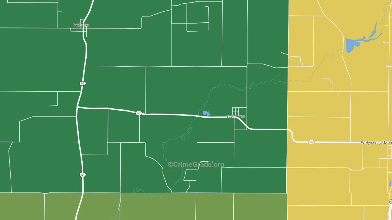 Scott City, IN Map of Vehicle Theft Rates