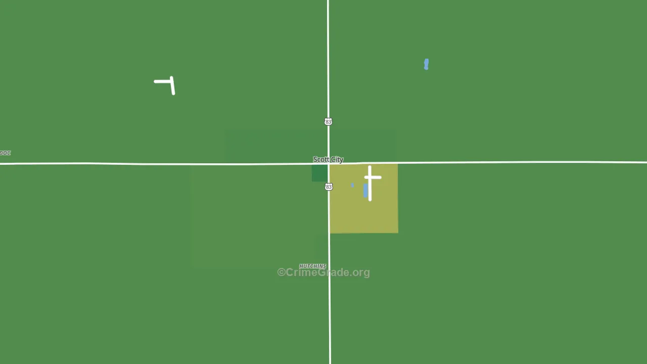 Scott City, KS Map of Vehicle Theft Rates