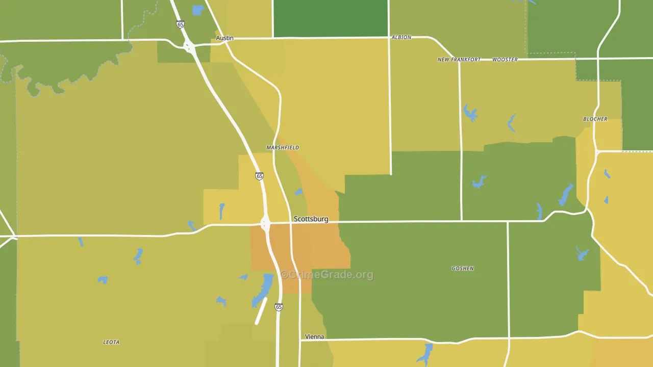 Scott County, IN Map of Vehicle Theft Rates