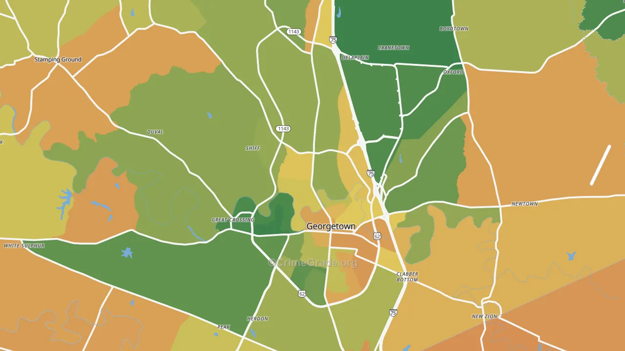 Scott County, KY Map of Vehicle Theft Rates