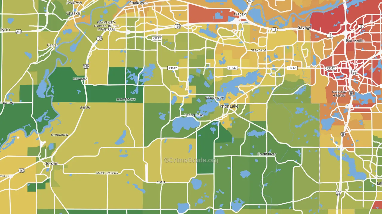 Scott County, MN Map of Vehicle Theft Rates