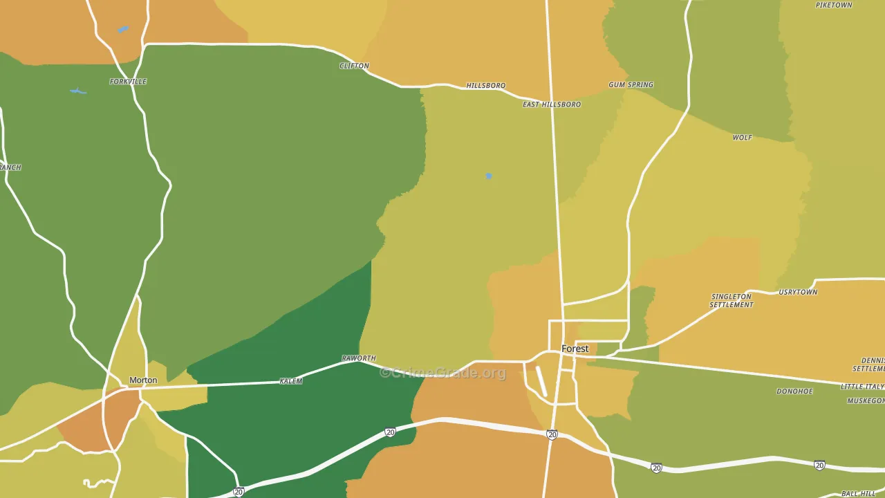 Scott County, MS Map of Vehicle Theft Rates